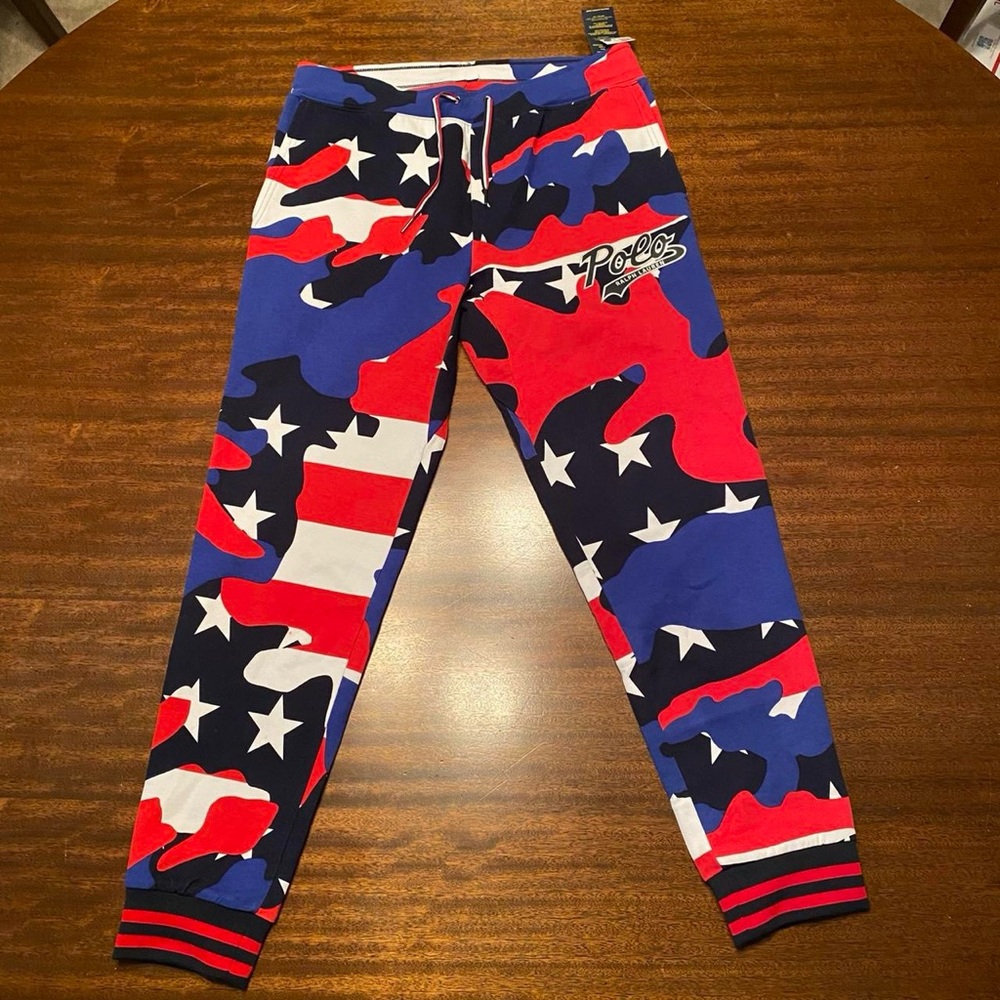 Brand NWT Men’s Polo by Ralph Lauren Red White & Blue Cano Joggers